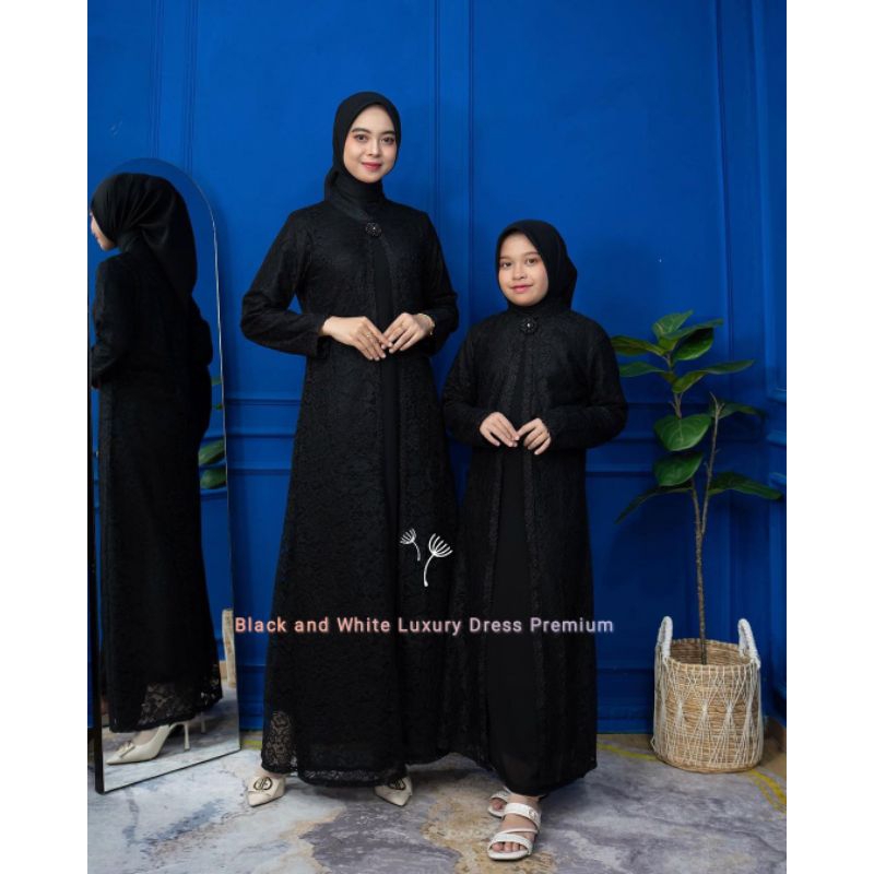COUPLE DRESS HITAM & PUTIH BROKAT RENDA PAYET MEWAH