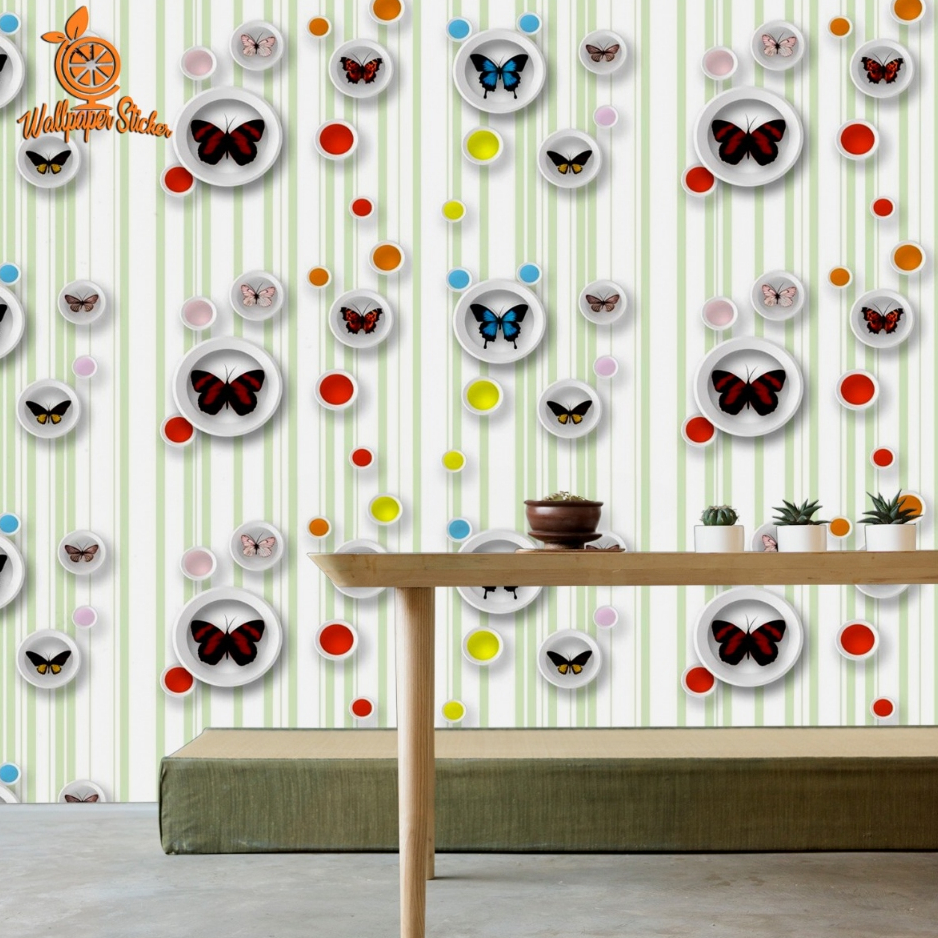 Wallpaper Stiker Dinding ORANGE GH 175 Kupu-Kupu Salur Hijau