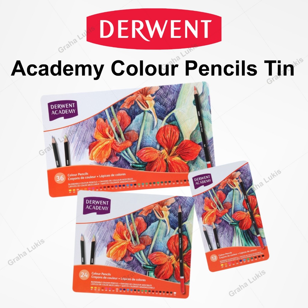 

Derwent Academy Coloring Pencil Color Set Tin Pensil Warna
