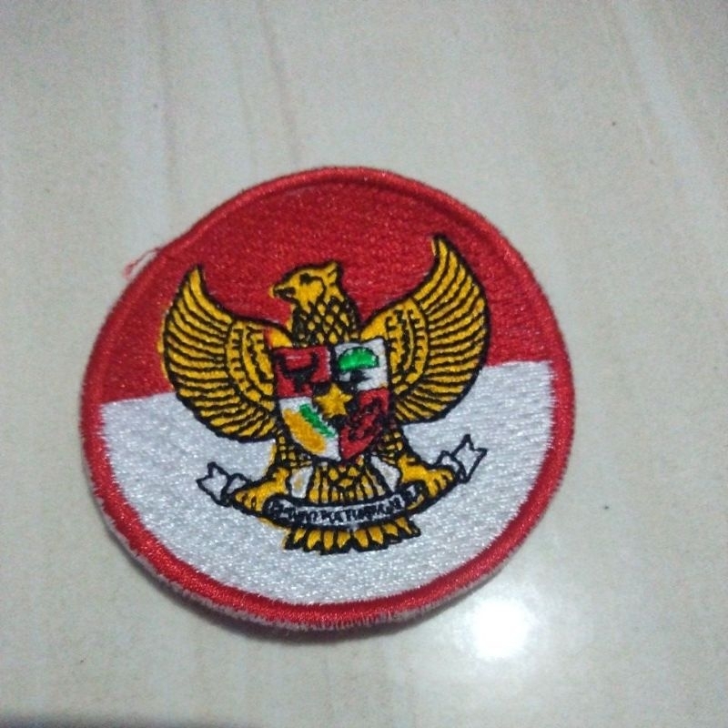 Patch logo garuda merah putih bulat / Bordir logo Garuda bulat