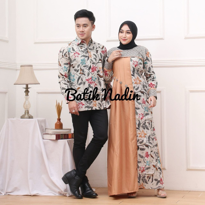 Couple Gamis Batik Kombinasi Sarimbit Keluarga Terbaru