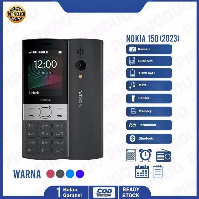 NOKIA 150 2023 MACAROON NEW GARANSI DUAL SIM HP JADUL