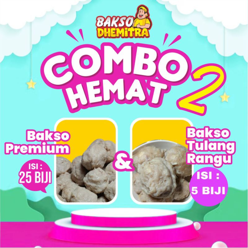 

Baso/Bakso Daging Sapi Paket Combo hemat 2 isi 2 bungkus varian berbeda original dan tulang rangu