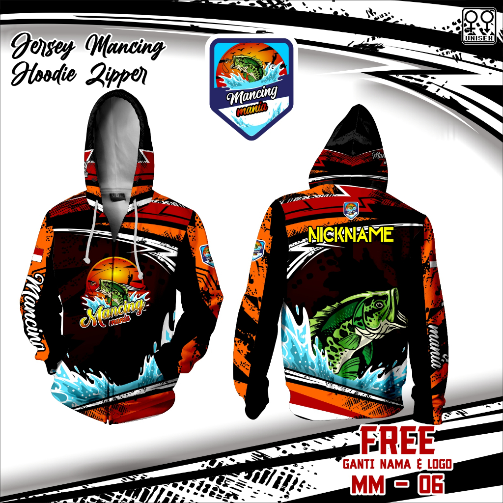 jersey mancing mania zipper baju mancing free nama kaos angler baju mancing