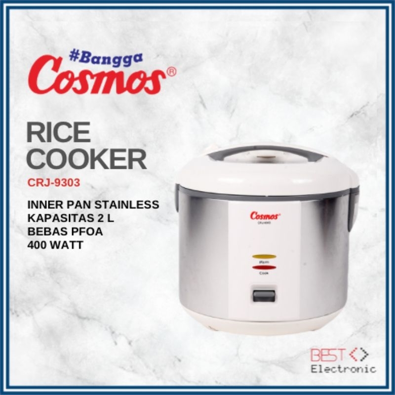 COSMOS RICE COOKER / MAGIC COM CRJ 9303 / CRJ9303 / CRJ-9303 2 LITER STAINLESS