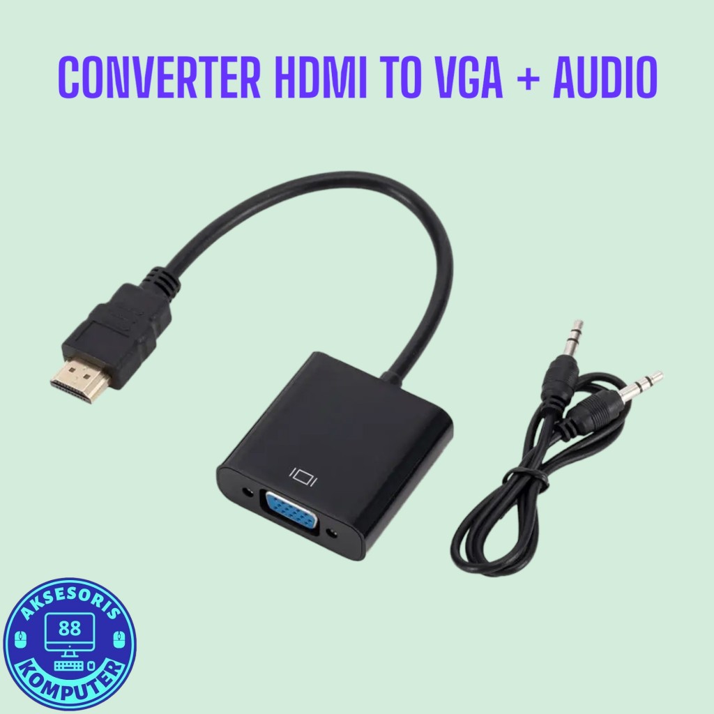 CONVERTER ADAPTER HDMI TO VGA WITH AUDIO | HDMI TO VGA DENGAN AUDIO | HDMI TO VGA + AUDIO