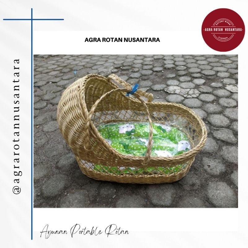 KERANJANG BAYI ROTAN ASLI FREE KASUR( PORTABLE )