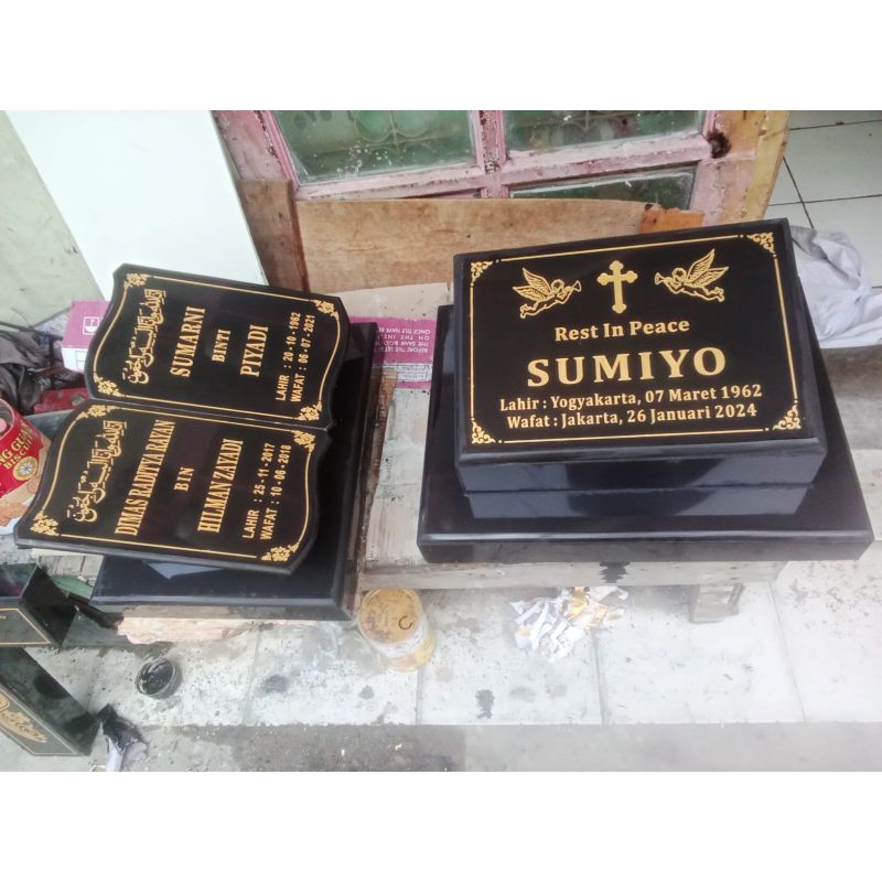 BATU NISAN SALIB + BATU NISAN UKURAN 30X40 FULL MARMER