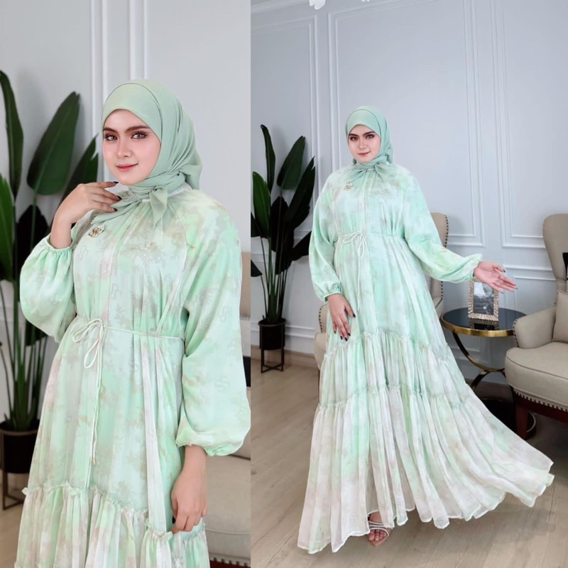 Dress Sutra Abstrak Shella Saukia