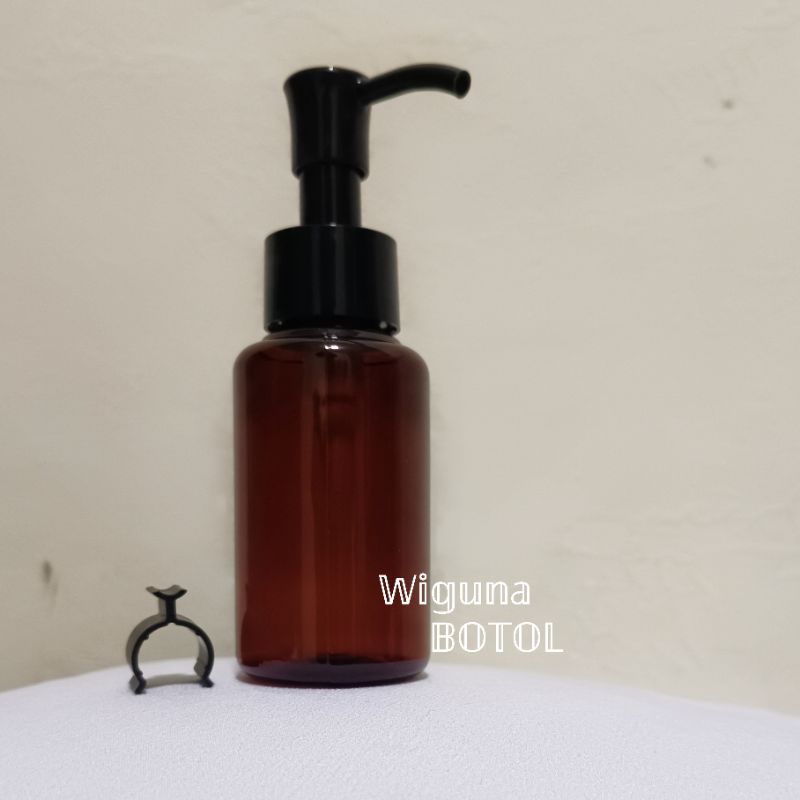 Botol Pump 60ml Coklat / Botol Tubular 60ml amber Tutup Pump Clip Oil