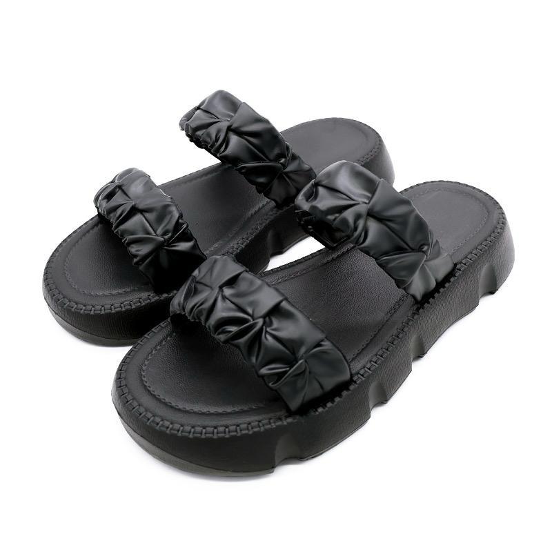 Sandal Wanita Sandal selop Bahan Karet Kekinian Model Ban Dua KERUT LATE