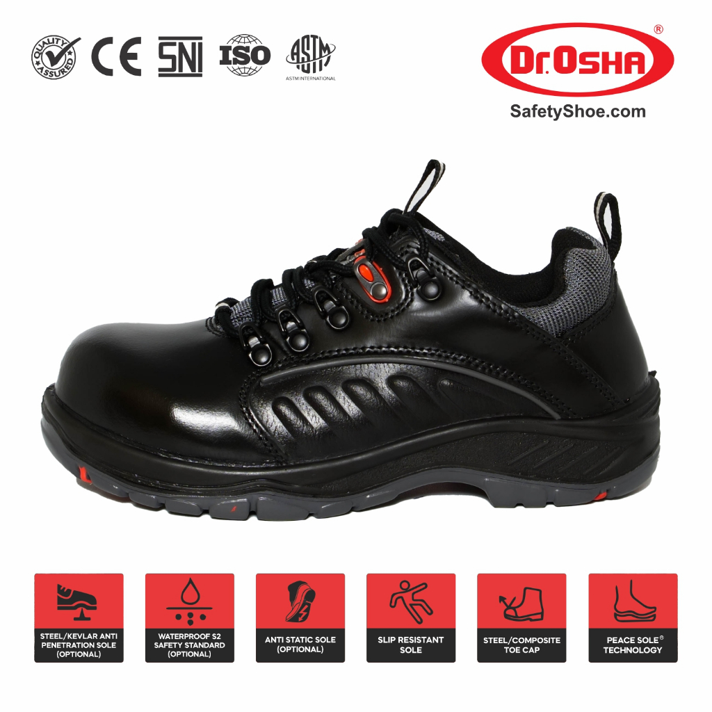 Dr. OSHA Paradise 9171 S2 Composite Waterproof Safety Shoe Sporty Emboss - Black