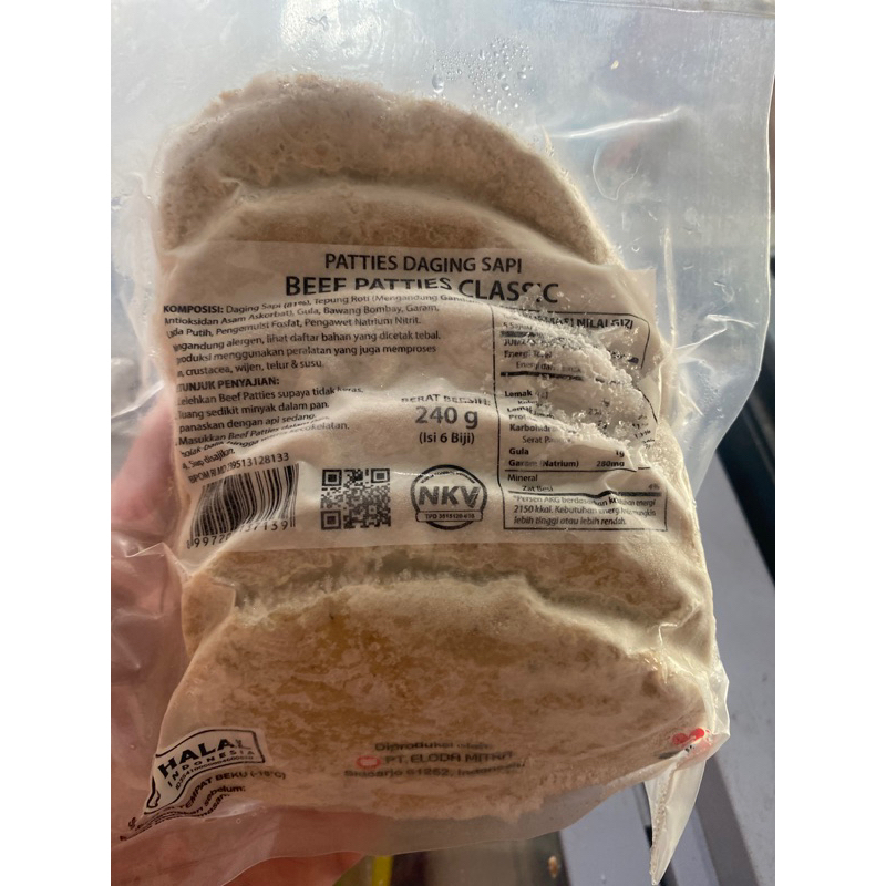 

beef patties classic bernadi 240 gram