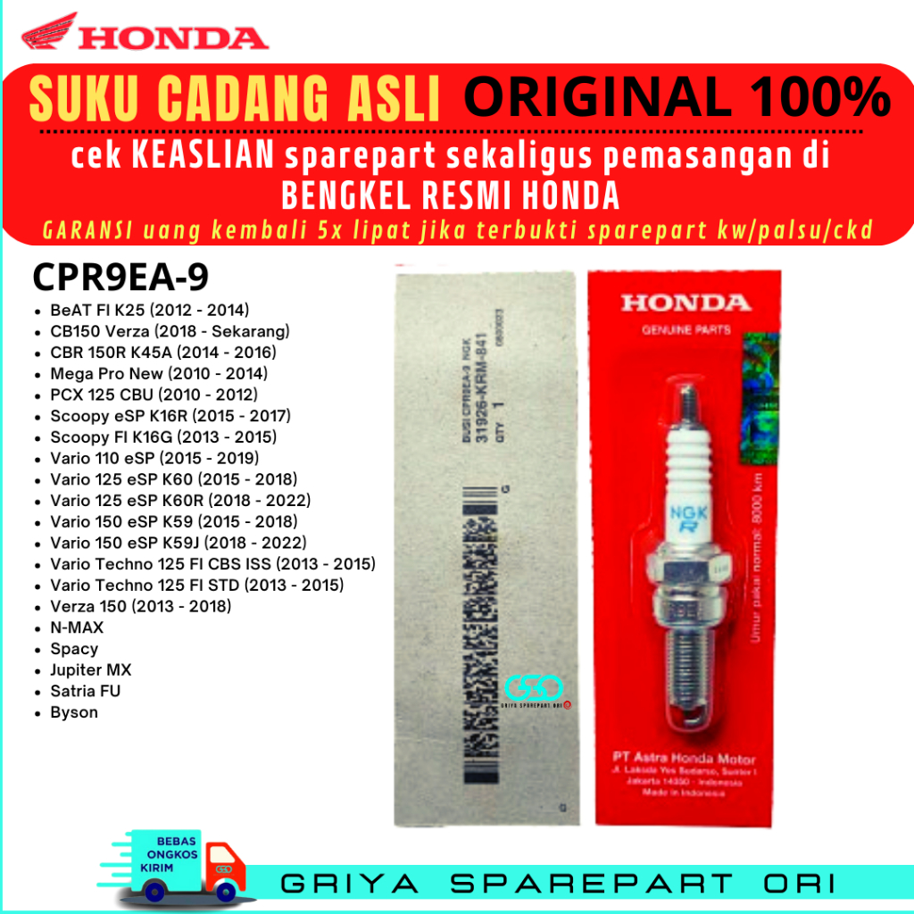 Busi honda Beat fi original HONDA AHM Vario125 Busi Vario 150 ori Scoopy fi esp PCX 150 Verza 150 Sp