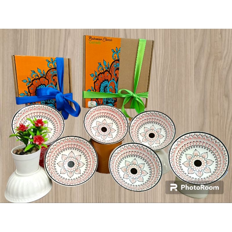 Mangkok Keramik Estetik Isi 6 Pcs /Bohemia/Satu Set Piring Aesthetic/Kado Pindah Rumah