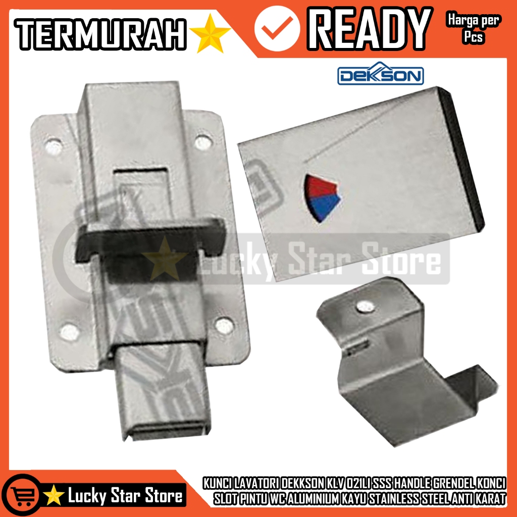 Kunci Dekson Handle Grendel Lavatori Dekkson DKS KLV 021LI SSS Konci Slot Pintu WC Aluminium Kayu St