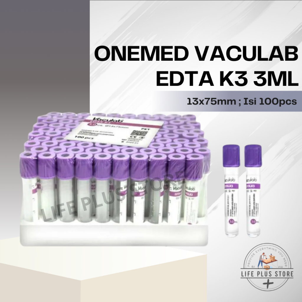 Tabung Darah Vaculab EDTA 3ML K3 OneMed Tabung EDTA Vacutainer UNGU
