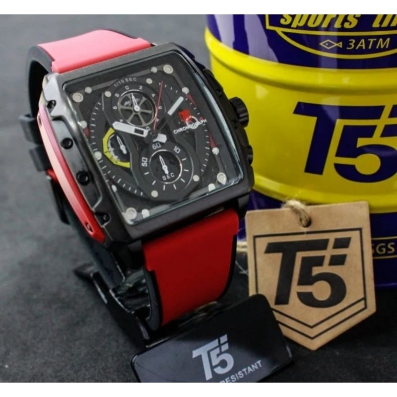 JAM TANGAN PRIA ORIGINAL T5 3920 ORIGINAL WARNA HITAM MERAH