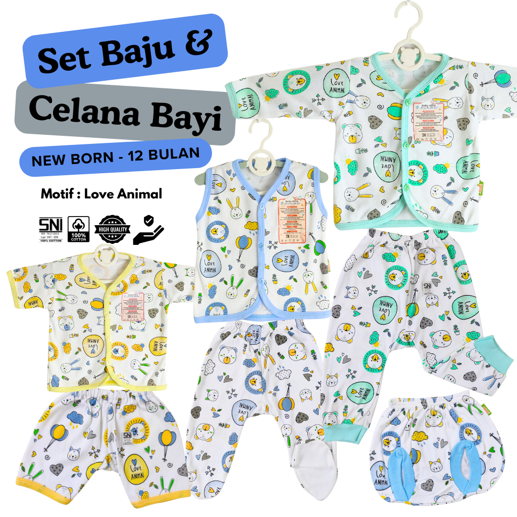 [Pilih Set] Setelan Baju Celana Bayi Laki Laki Perempuan 0 6 12 Bulan Pendek Panjang Kutung Buntu da