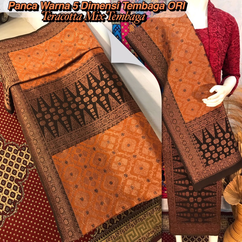 Songket Panca Warna 5 Dimensi Tembaga ORI-Asli Tenun Tangan Palembang(Ilham Songket)