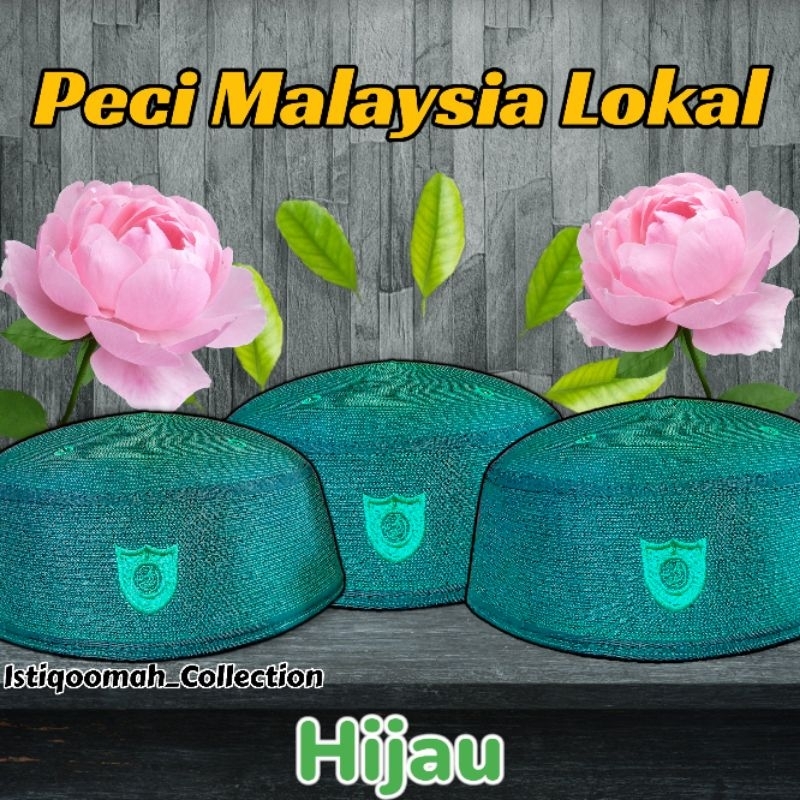 Peci Putih Malaysia Abdul Karim Lokal Warna Hijau | Kopiah Haji Umroh Pattani Super