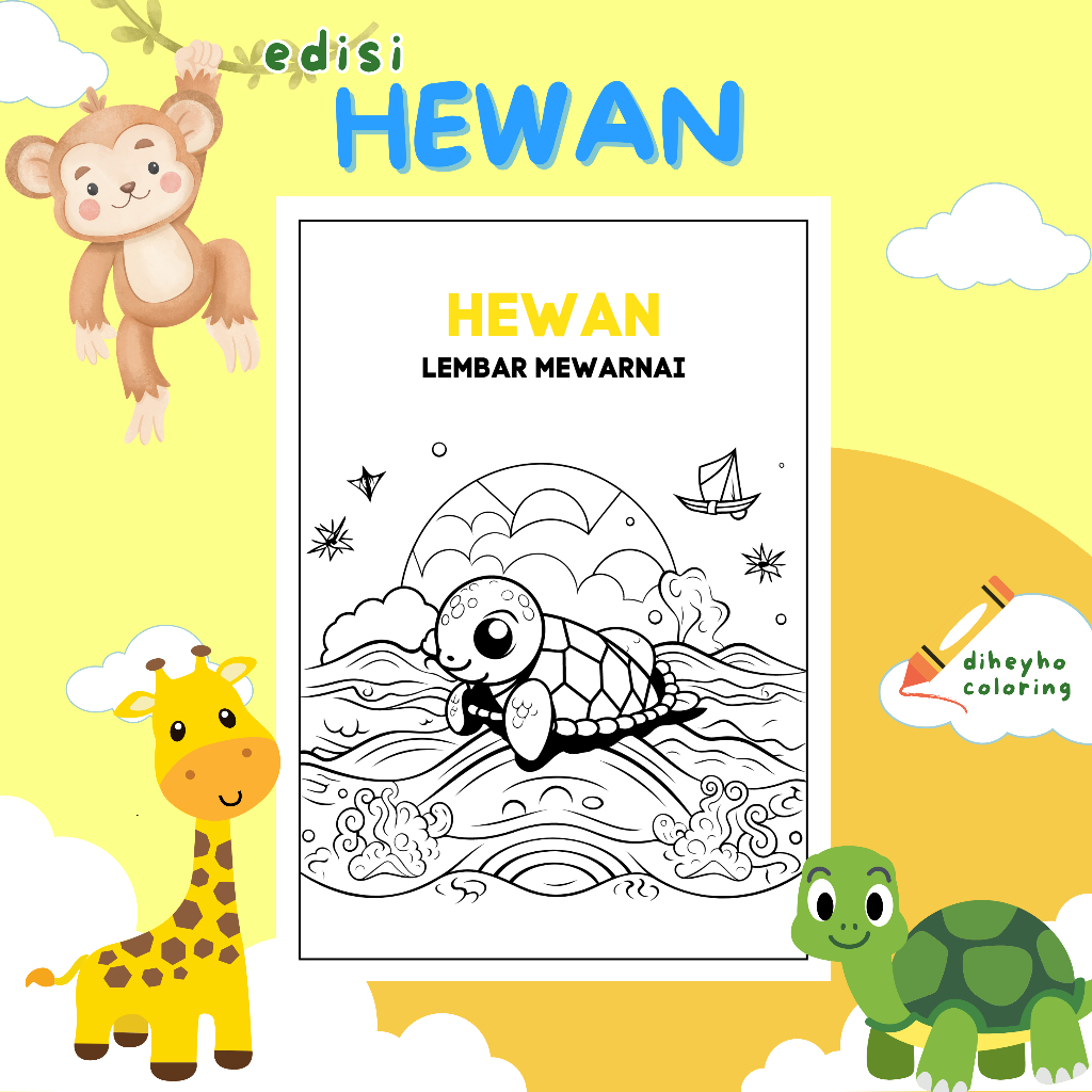 

LEMBAR MEWARNAI / KERTAS GAMBAR ANAK LUCU EDISI HEWAN