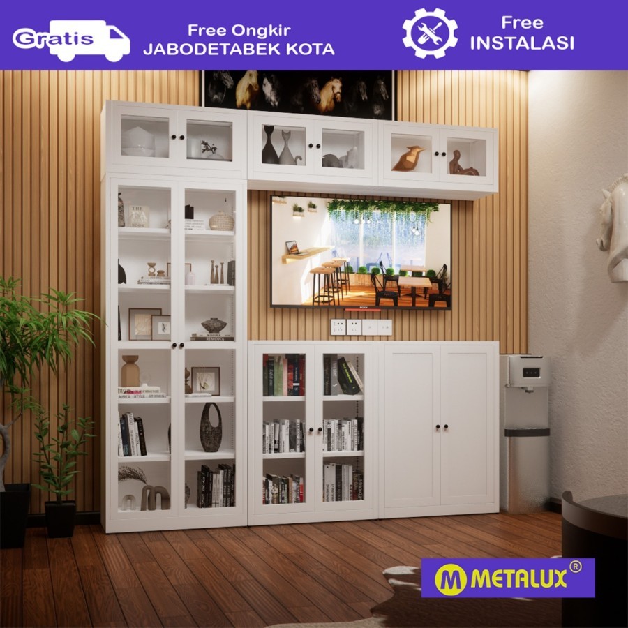 METALUX KASAI - Lemari Rak Tv Kaca Display Cabinet Minimalis
