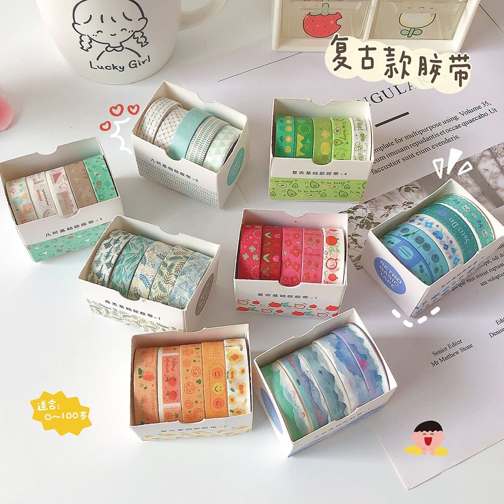 

✨COD 5PCS/SET Washi Tape Masking Tape BuJo DIY Scrapbook Journal /solatip diary scrapbooking DIY/stiker kertasselotip selotip warna solid kreatif buku harian scrapbooking diy dekorasi washi tape -MG