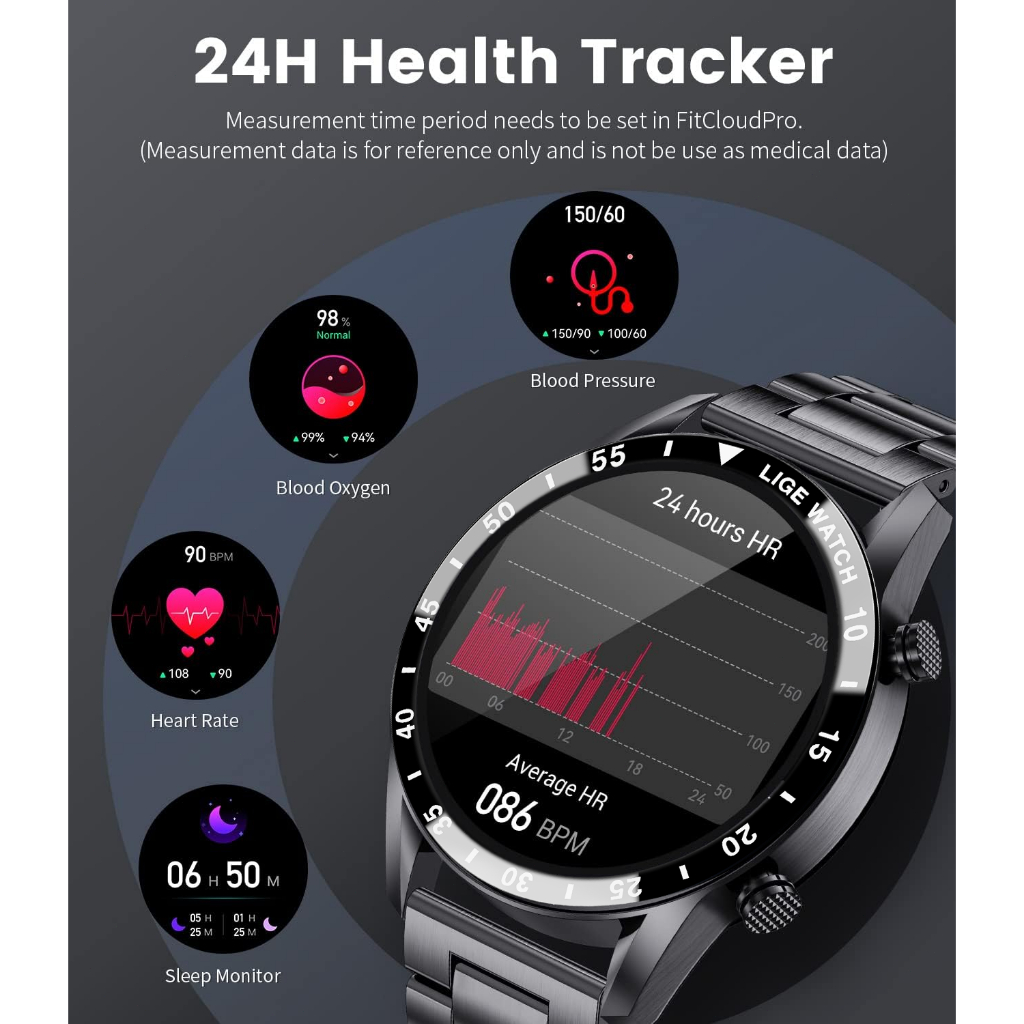 TERBARU LIGE Jam Tangan Pintar Asli Bluetooth Tahan Air Layar Sentuh Penuh Jam Tangan Pintar Pria