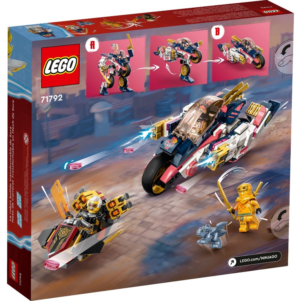 Mainan Lego Ninjago 71792 Sora Transforming Mech Bike Racer Set Balap Robot