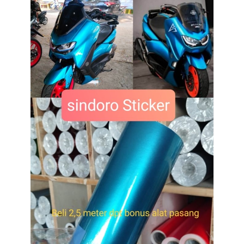 Skotlet Motor Warna Sky Blue Candy Metalic Seticker Sekotlet Motor Biru Muda Candy Metalic Sticker M