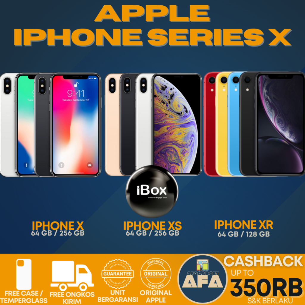 (IBOX) Apple iPhone X | XS | XR 256GB 128GB 64GB Fullset Garansi Resmi Second All Operator