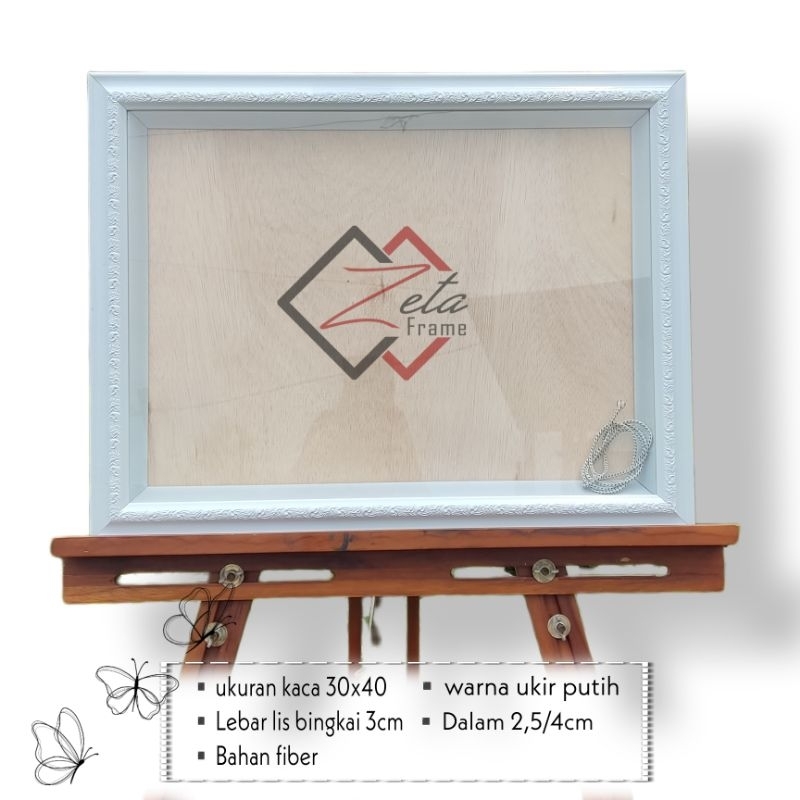 Tipe 310 putih - Bingkai mahar ukir putih uk. 30x40 - Frame mahar - pigura mahar - Bingkai 3D