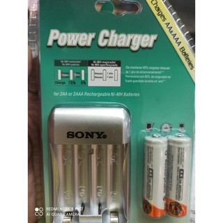 Satu Set Paket Baterai Cas Charge Sony 4600 Mah AA + Charger Sony