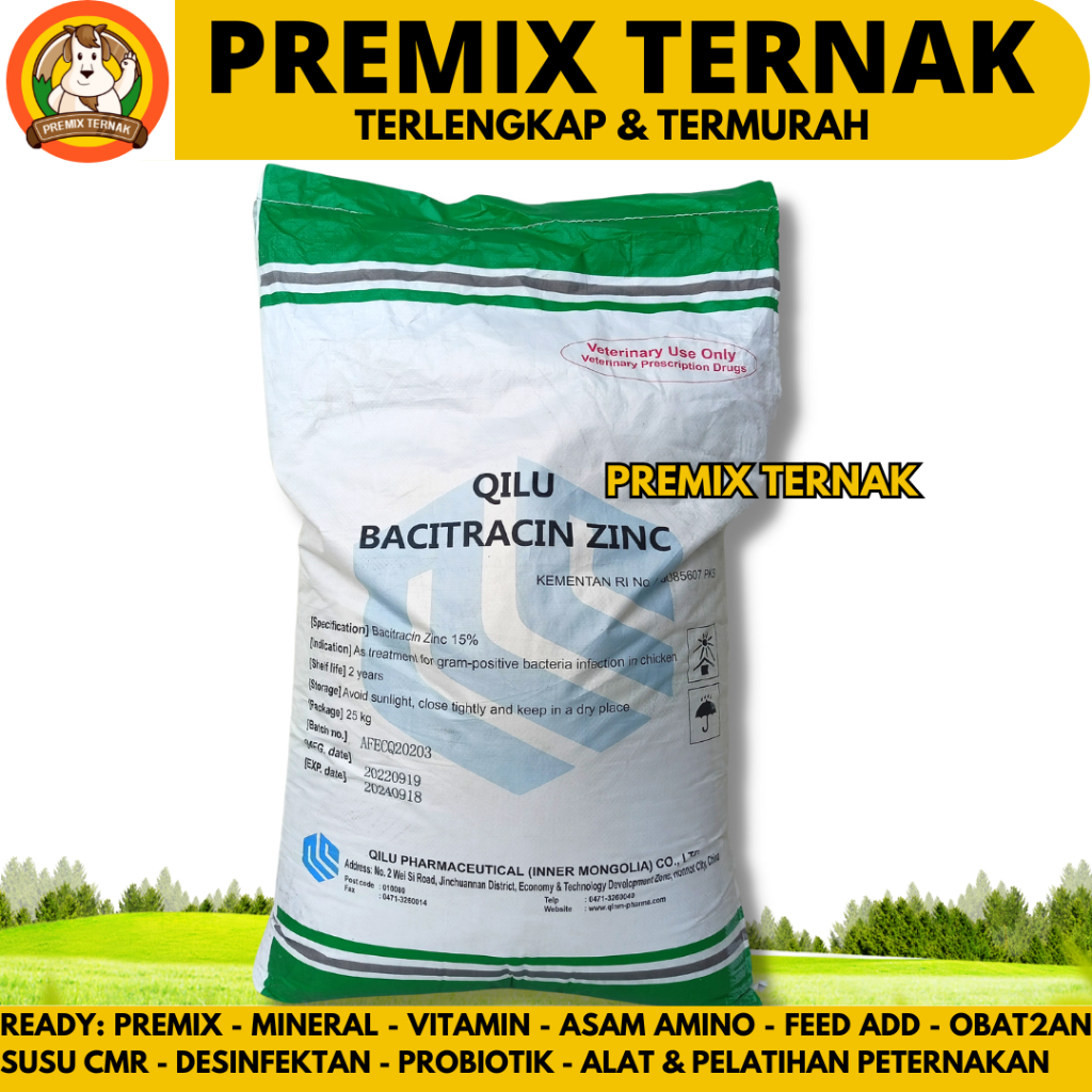 AGP AYAM BROILER - BACITRACIN ZINC 15% 1KG  - PEMACU PERTUMBUHAN AYAM PEDAGING BROILER - ANTIBACTERI