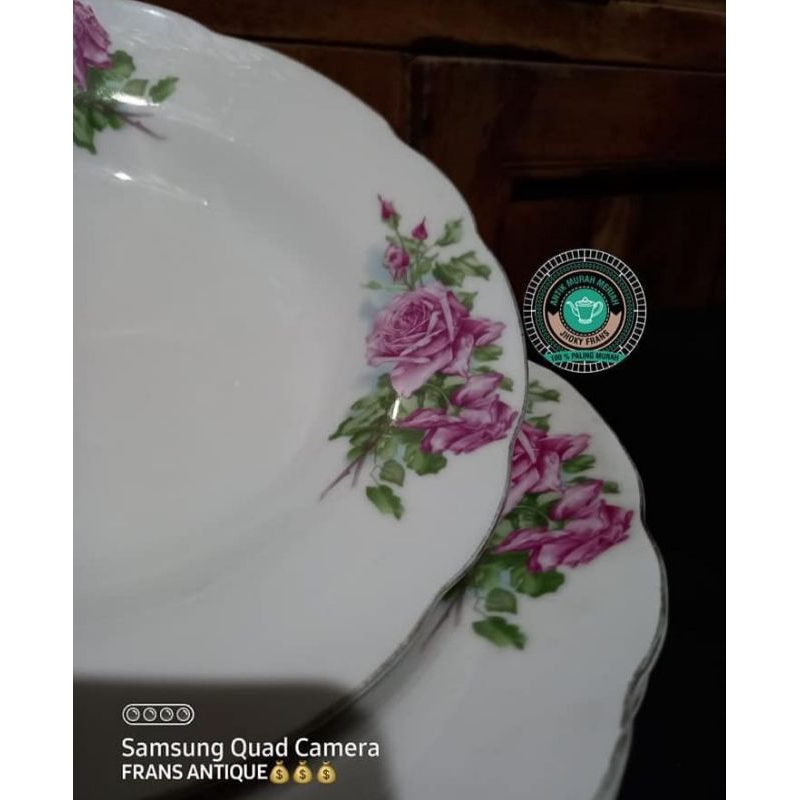 piring lawaz motif bunga mawar cantik