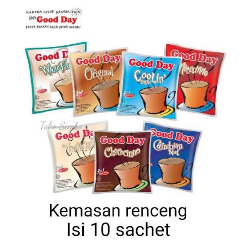 

KOPI GOOD DAY INSTAN 3 IN 1,( HARGA PER 10 PCS/RENTENG)