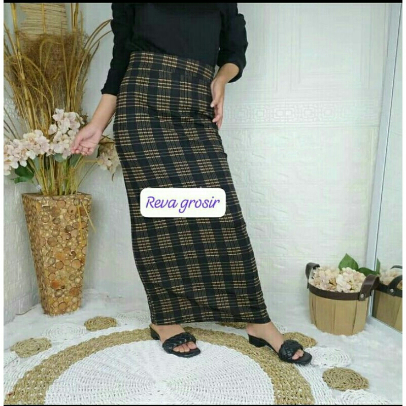 ROK SPAN PANJANG WANITA MOTIF TARTAN/ROK SPAN KOTAK KOTAK