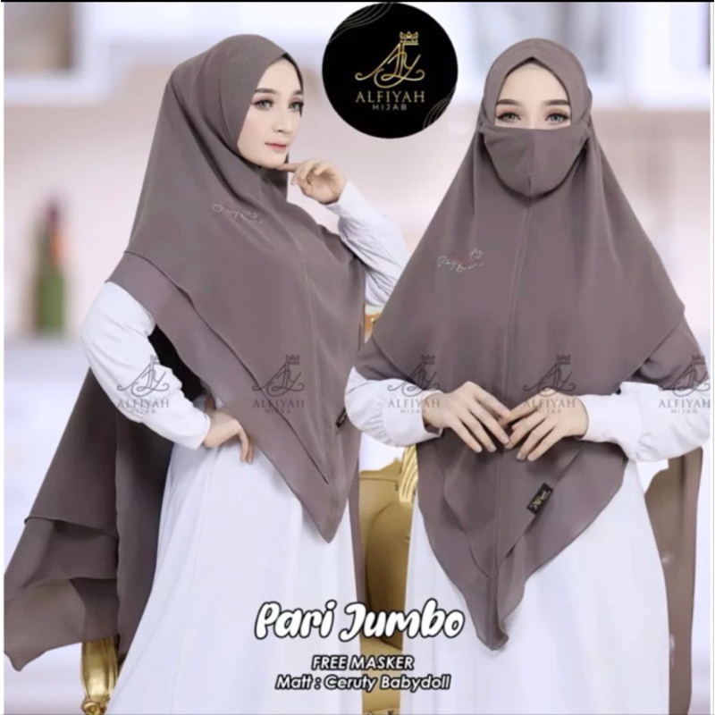 hijab ceruty 2 layer pari jumbo jilbab terbaru kekinian fashion muslim terlaris hits berkualitas hij