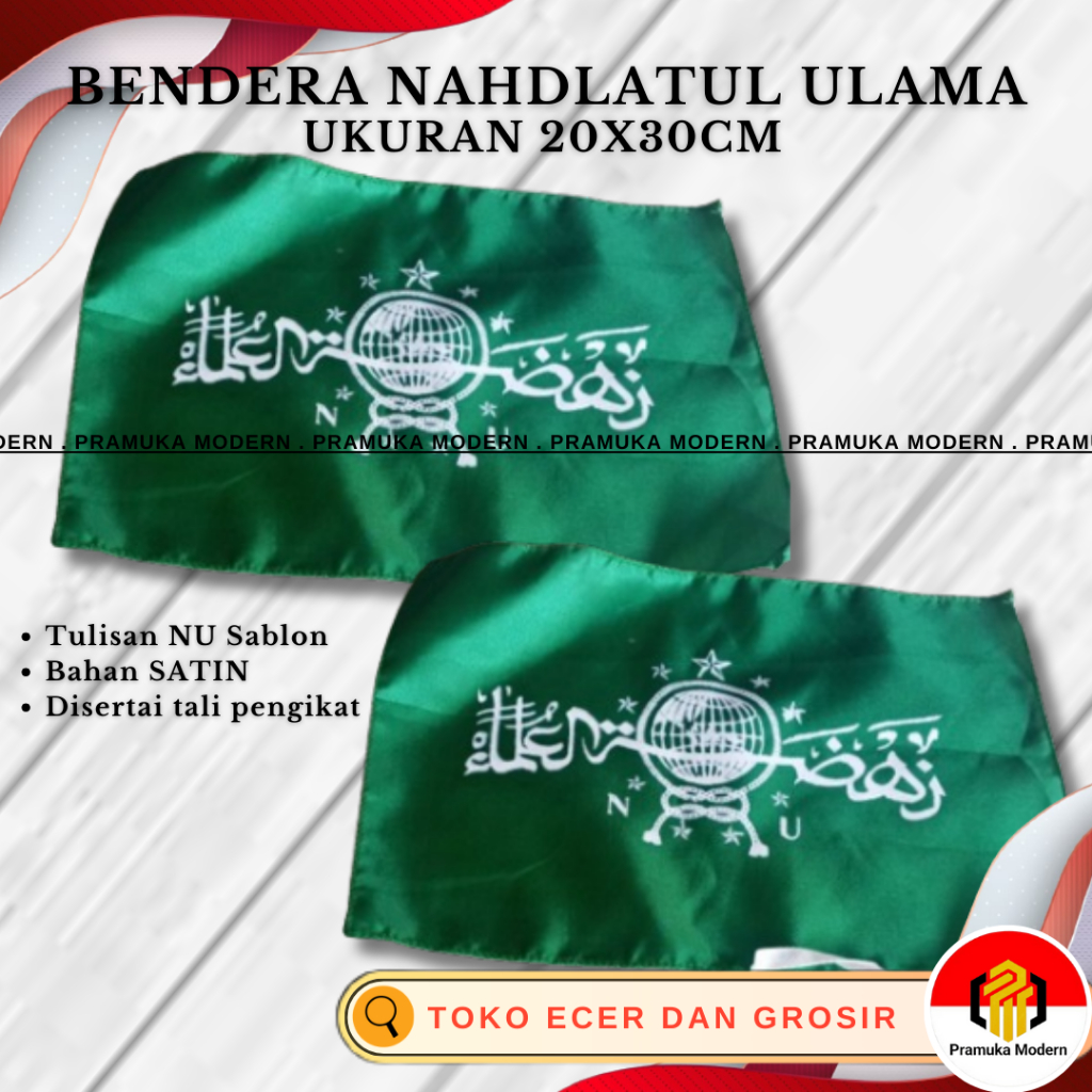 Bendera sablon NU kecil ukuran 20x30cm bahan satin