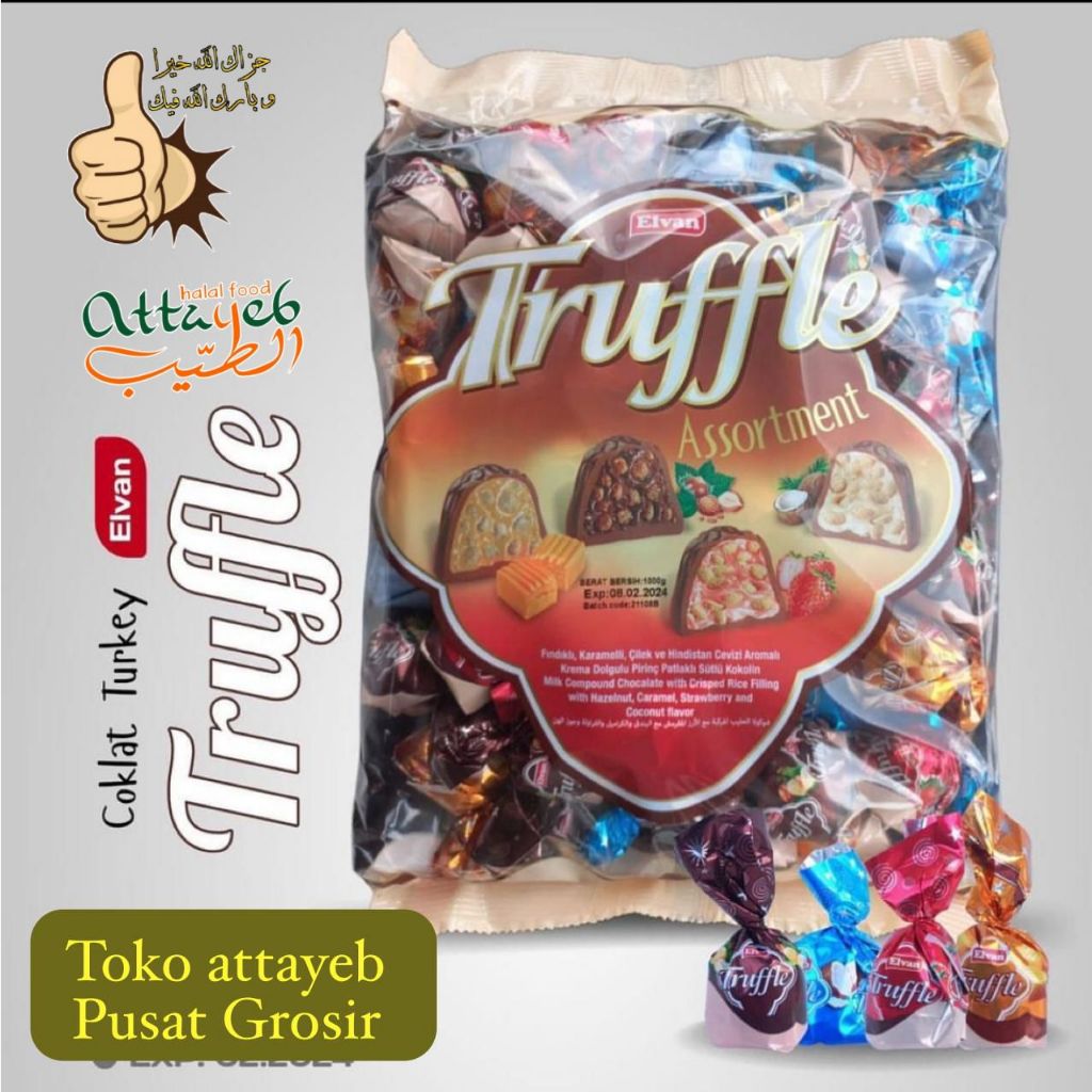 

Coklat Turkey Elvan Truffle Assortment 1kg Chocolate Truffle Assortment Cokelat Semua Varian 1000gr (EXP 2026 BPOM)