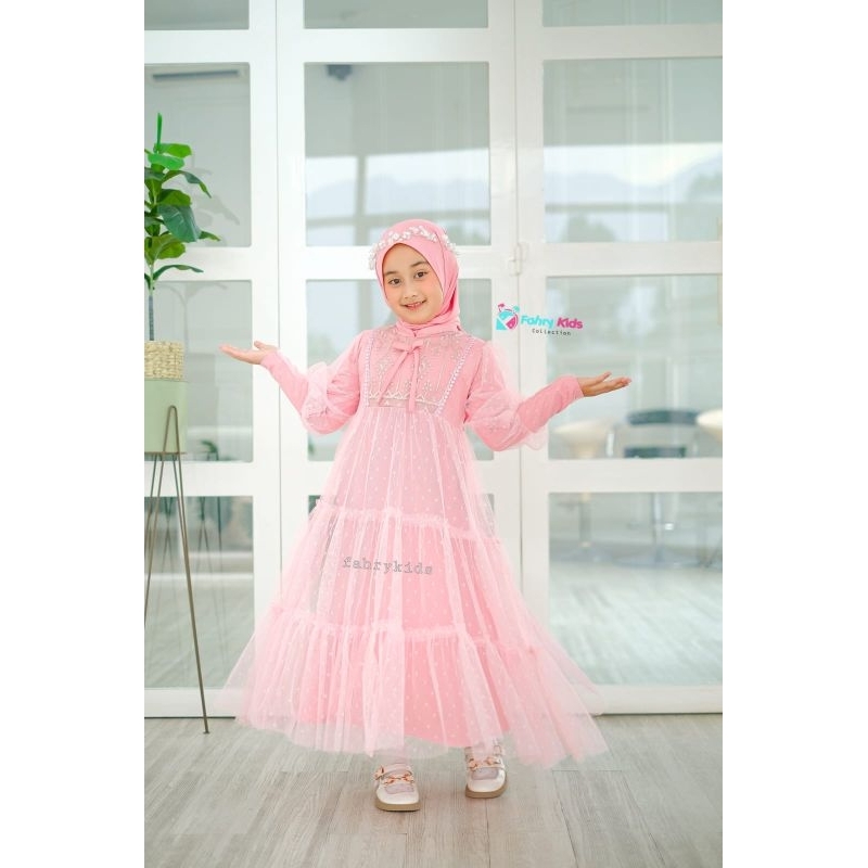 SIAP KIRIM  SHEIKA BY FATHIRKIDS GAMIS ANAK PEREMPUAN SET HIJAB