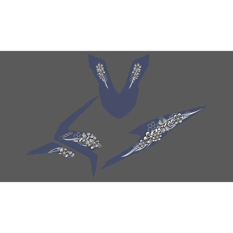 STRIPING STICKER TRANSPARAN HONDA BEAT DELUXE CUSTOM DESAIN DARK ROSE FUL SILVER