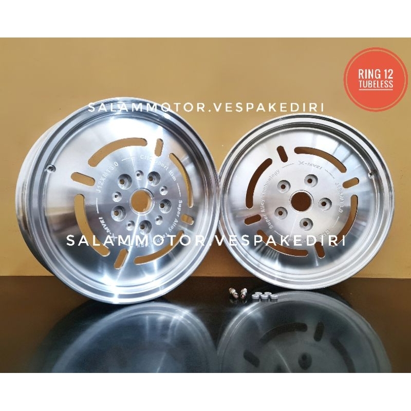 Velg ring 12 BROSS CnC X-MCR1 3.0 ring 12 tubeless vespa klasik upgrade R12 polist