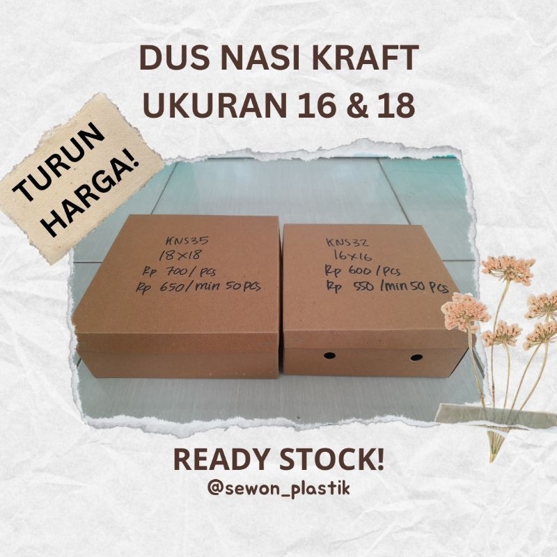 

Dus Nasi Kraft Ukuran 16x16 Tutup Pisah