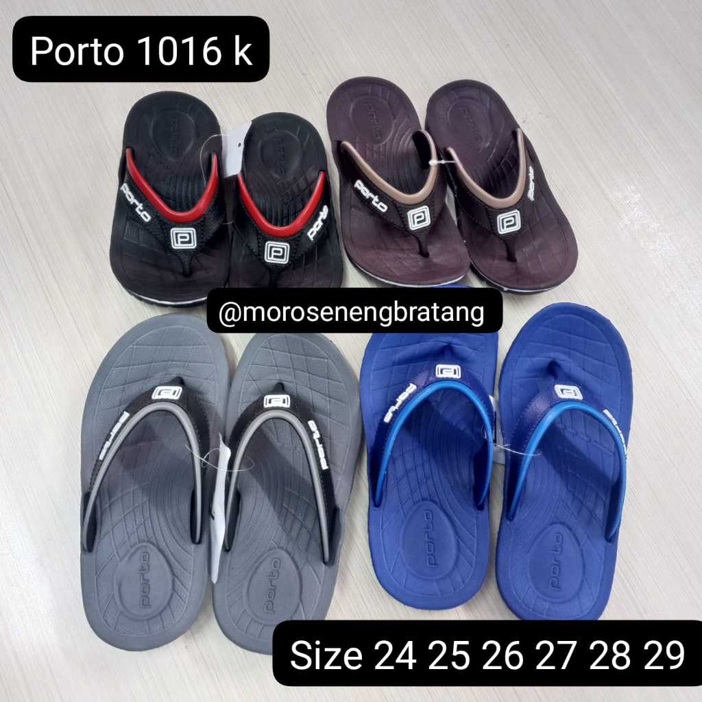 PORTO 1016 K Sandal Jepit Anak Laki Laki Karet Nyaman Kuat Terbaru Original size 24 25 26 27 28 29 P