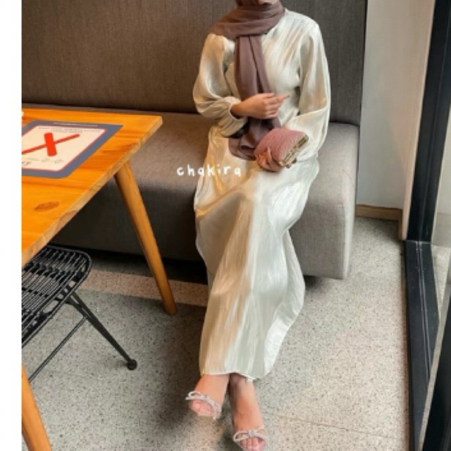 chakiraproject (warna sage) shimmer Dress/shimmer outer/abaya shimmer/kimono dress