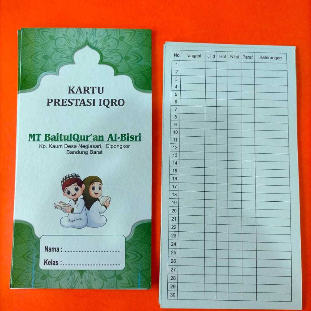 

Kartu Iqra Santri Isi 12PCS / Kartu Prestasi SantriCustom Nama TPQ-TPA-MADIN