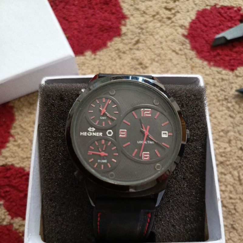 Jam tangan original Hegner Triple Time preloved second bekas