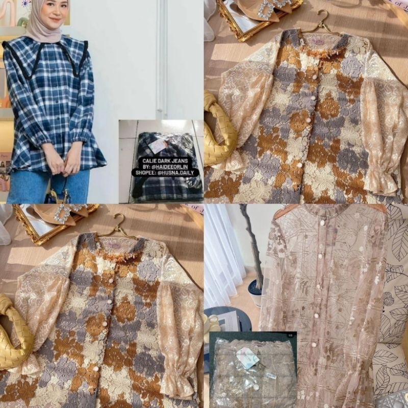 New Luna Top Cream | Alaia Long Tunic Banjar Gold | Calie Dark Jeans | Haidee & Orlin (No CC / KREDI